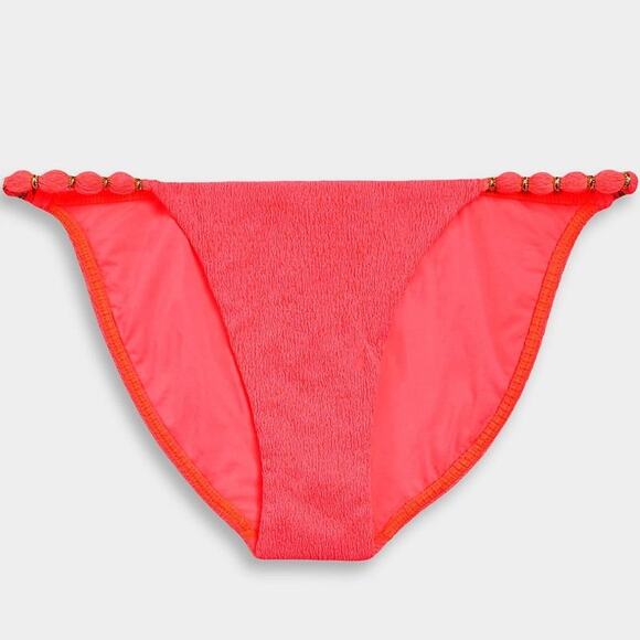 Vix Paula Hermanny Knotted Firenze Beads Low Rise Bikini Briefs Pink Red Small - Picture 1 of 4